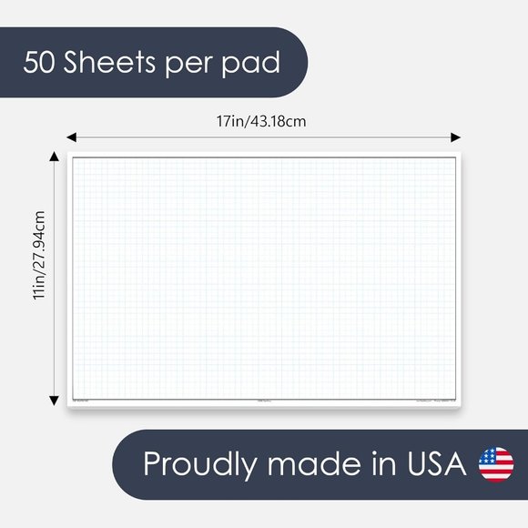 GeekNavy 11" x 17" Quadrille Graph Paper 50 Sheets Landscape - 0.25" Architect - Picture 5 of 10